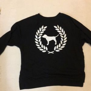 PINK Crew Neck Victoria’s Secret Black Sweatshirt With Graphic Logo on Back